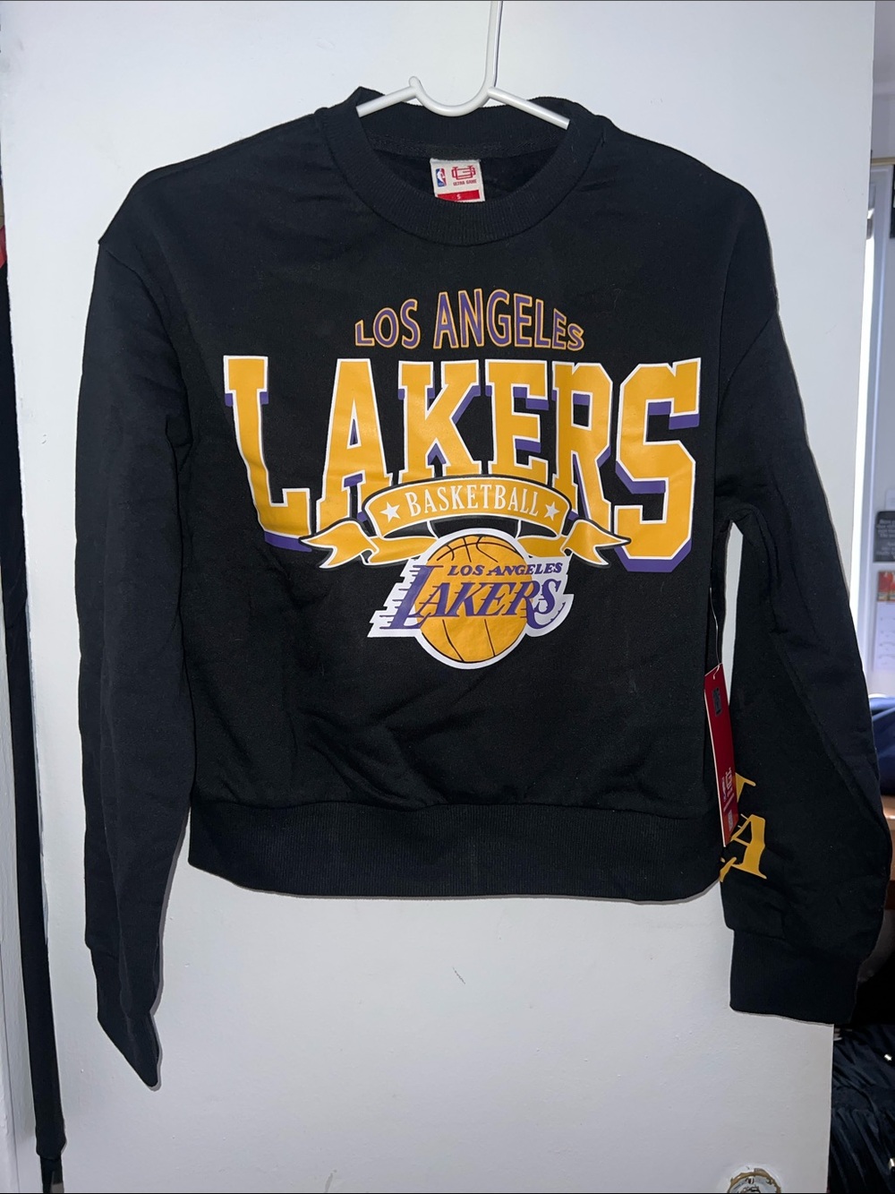NBA Los Angeles Lakers Black Crewneck with Gold and Purple Logo